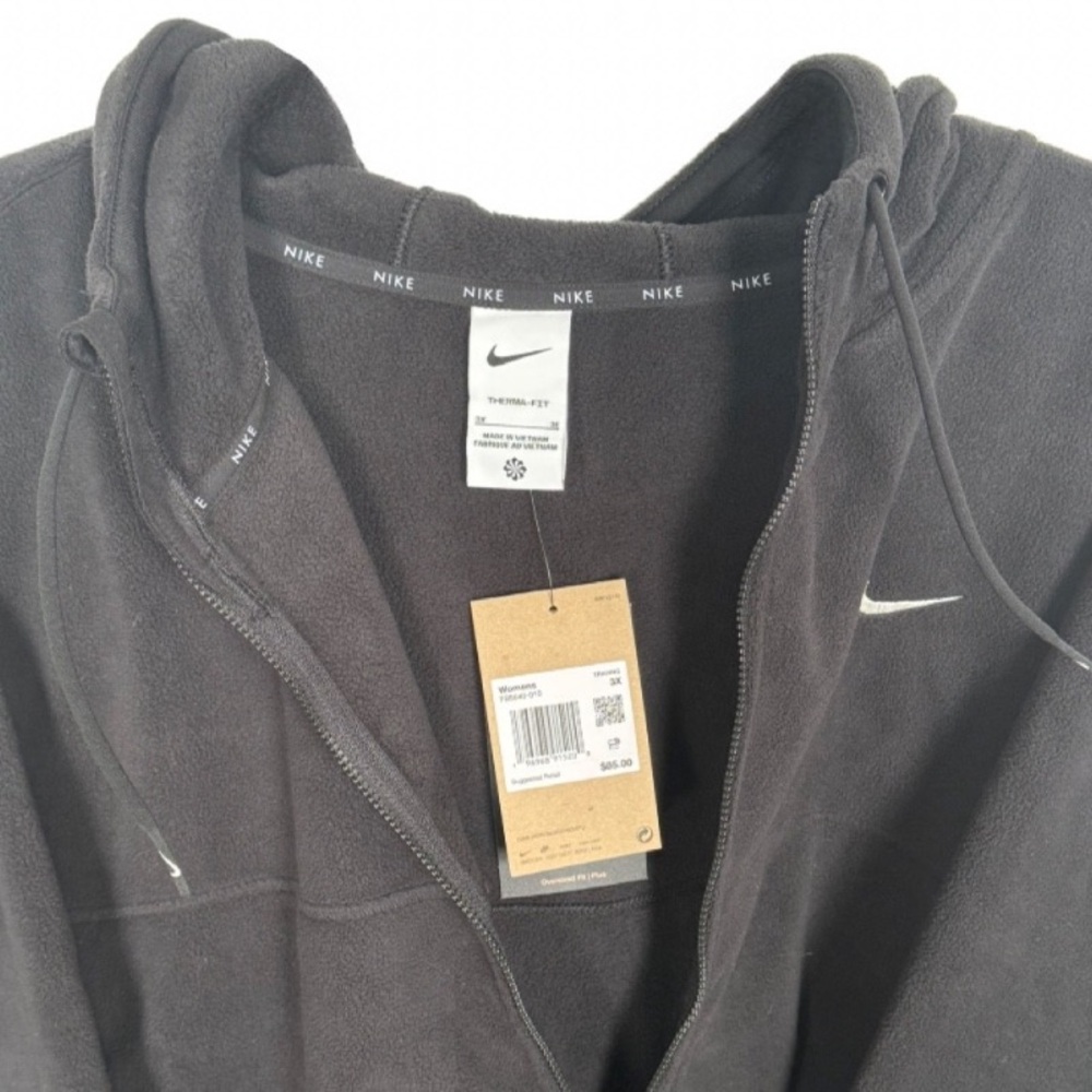 Nike Plus Size Therma-FIT Full-Zip Fleece Black Hoodie NWT - Picture 11 of 14